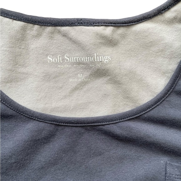 Soft Surroundings Gray Floral Watercolor Chiffon Back Ink liliana Tunic Top Sz M - Picture 5 of 5